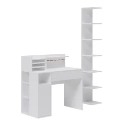 Vicco Bureau Blanc 2 parties, avec bibliothèque