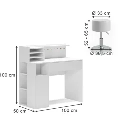 Vicco Bureau Blanc 2 pièces, avec tabouret