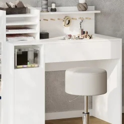 Vicco Bureau Blanc 2 pièces, avec tabouret