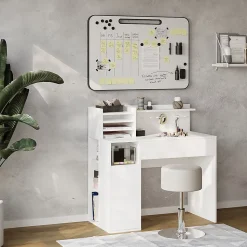 Vicco Bureau Blanc 2 pièces, avec tabouret