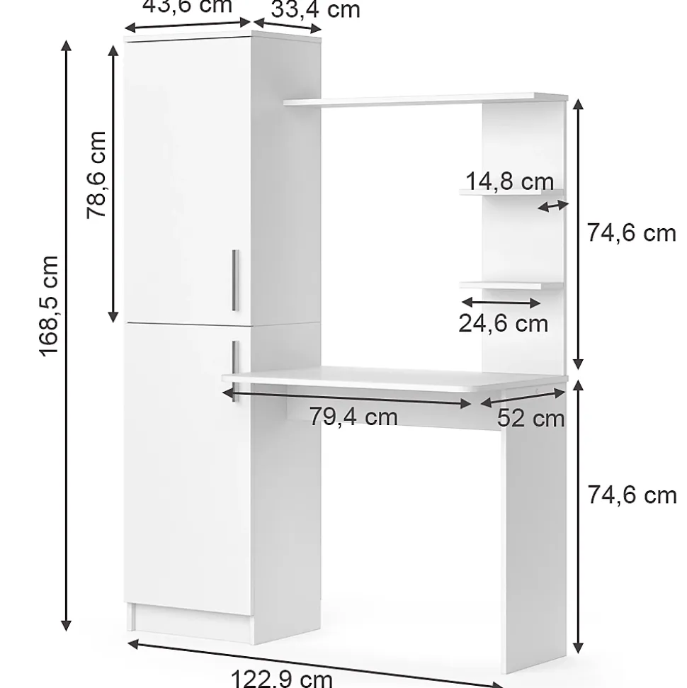 Vicco Bureau Blanc 122.9 x 52 cm