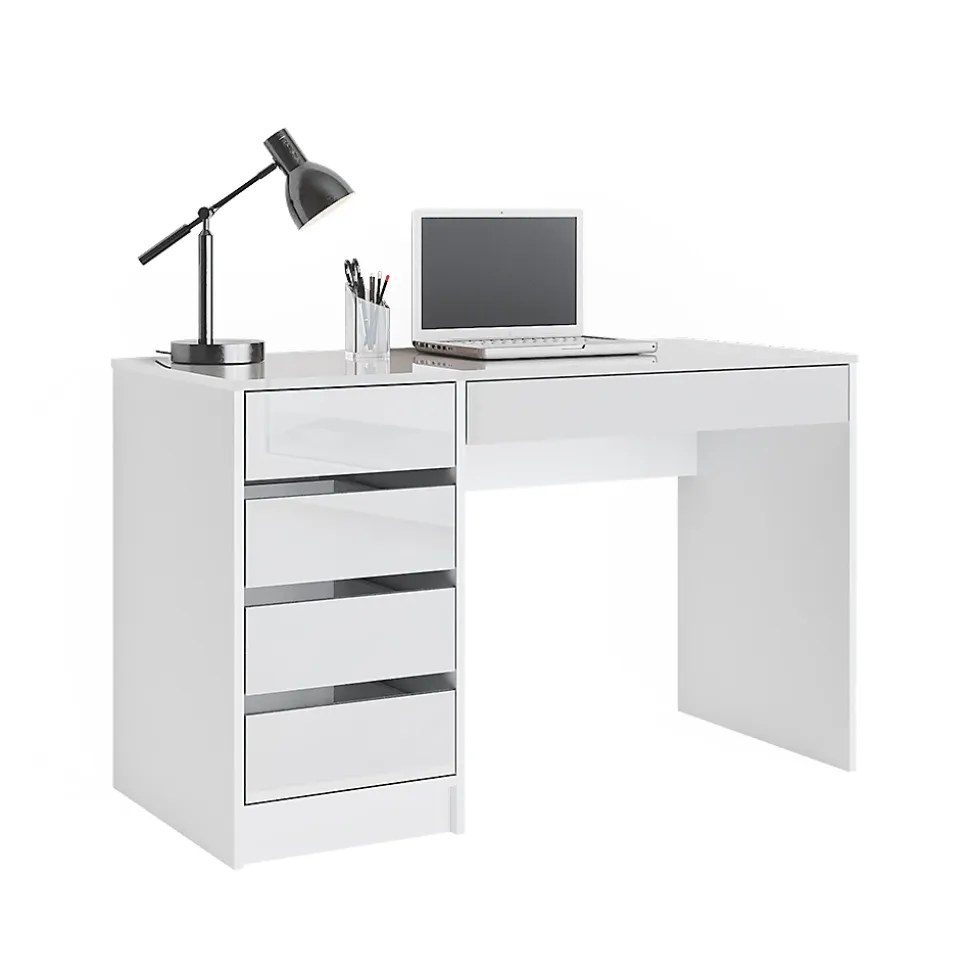 Vicco Bureau Blanc 55x120cm avec tiroirs