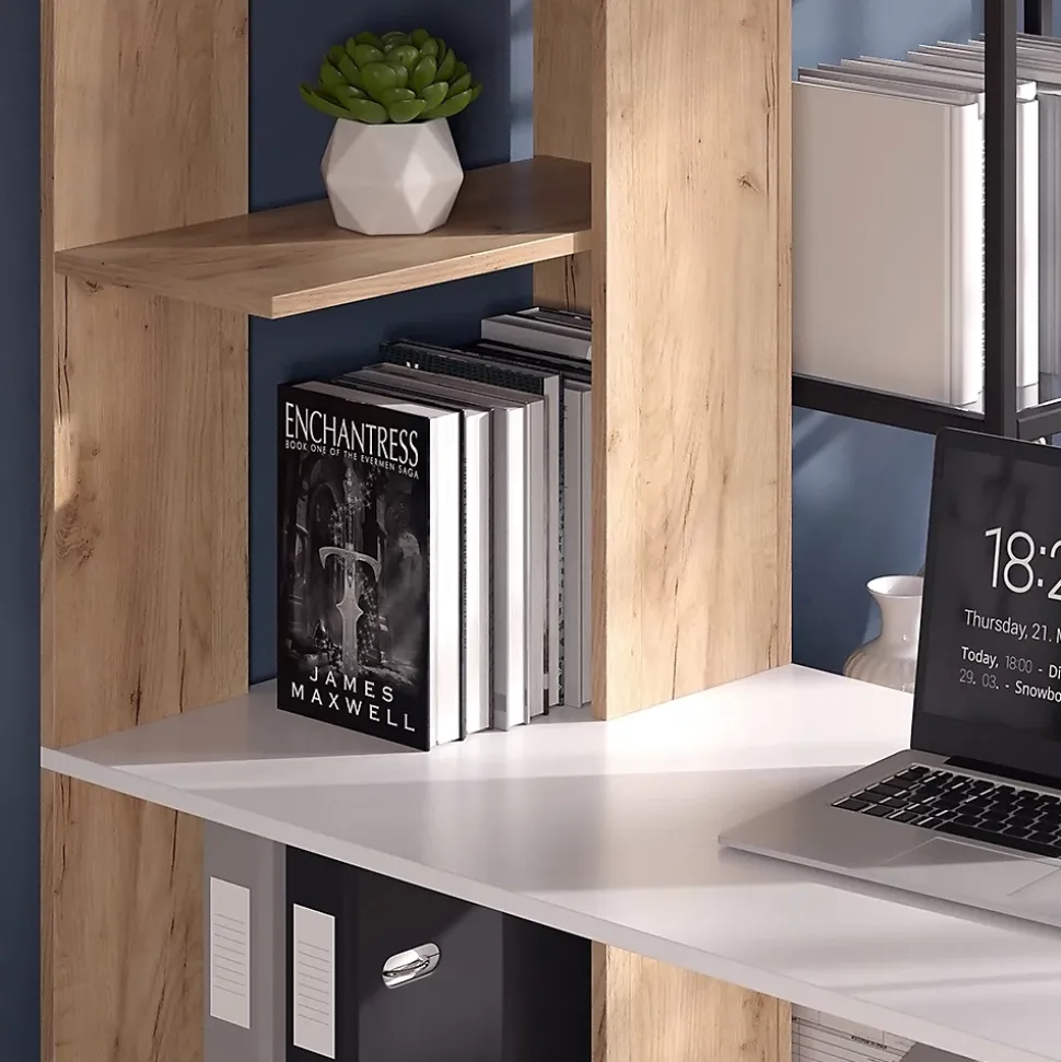 Vicco Bureau Blanc/Sonoma 122.2x55.2cm avec 4 compartiments