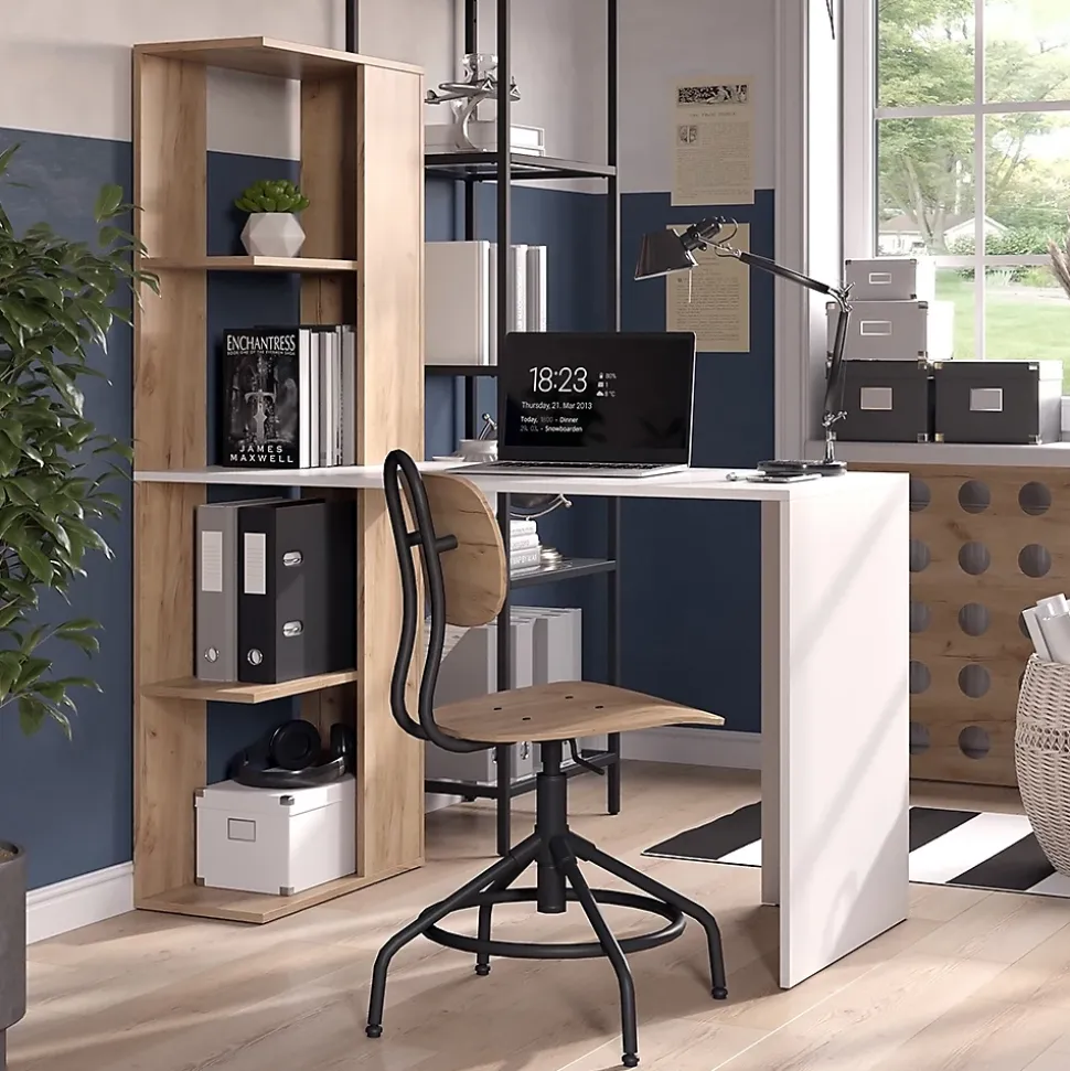 Vicco Bureau Blanc/Sonoma 122.2x55.2cm avec 4 compartiments