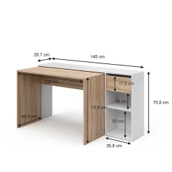 Vicco Bureau Blanc/Sonoma 145x46.4cm
