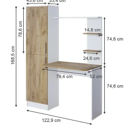 Vicco Bureau Chêne blanc/force de lor 122.9x33.4cm