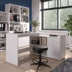 Vicco Bureau dangle Blanc 135x77cm avec tiroir