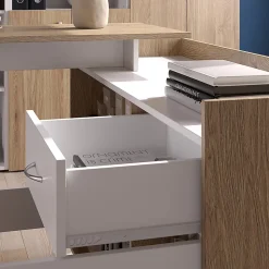 Vicco Bureau dangle Blanc/Sonoma 135x77cm avec tiroir