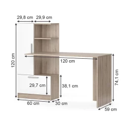 Vicco Bureau Sonoma/blanc 150x59.3cm