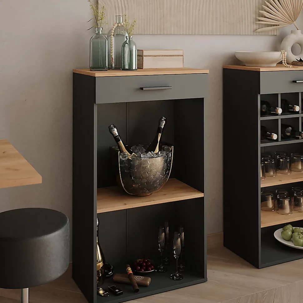 Vicco Casier à vin Chêne doré/anthracite 60x106cm