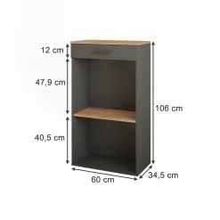 Vicco Casier à vin Chêne doré/anthracite 60x106cm