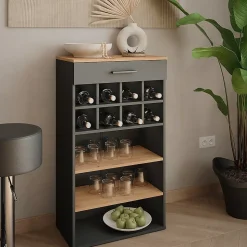 Vicco Casier à vin Chêne doré/anthracite 60x106cm