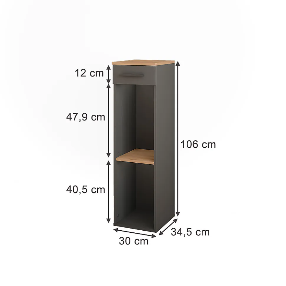 Vicco Casier à vin Chêne doré/anthracite 30x106cm