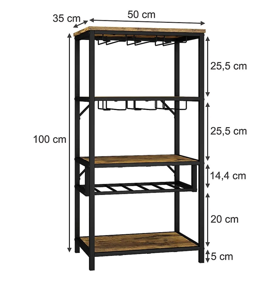Vicco Casier à vin Chêne rustique avec porte-verre