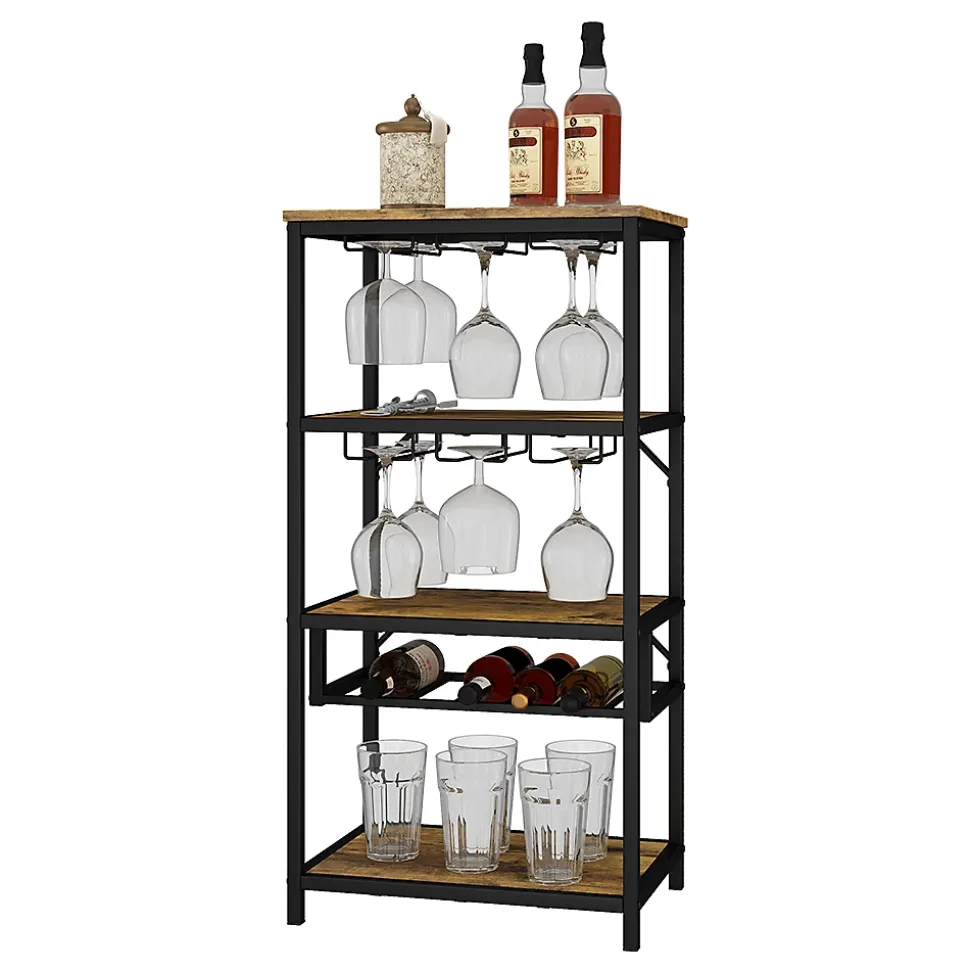 Vicco Casier à vin Chêne rustique avec porte-verre