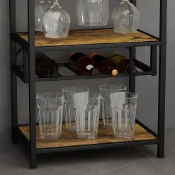 Vicco Casier à vin Chêne rustique avec porte-verre