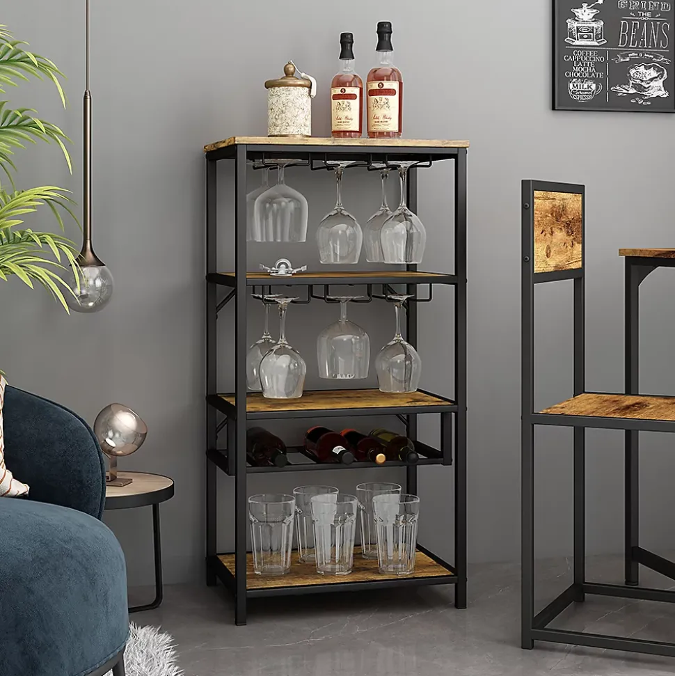Vicco Casier à vin Chêne rustique avec porte-verre