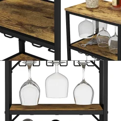 Vicco Casier à vin Chêne rustique avec porte-verre