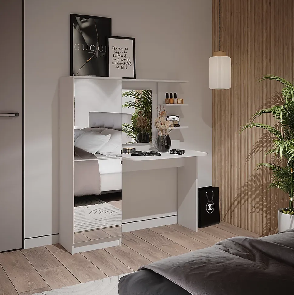 Vicco coiffeuse Blanc 122.9cm avec miroir