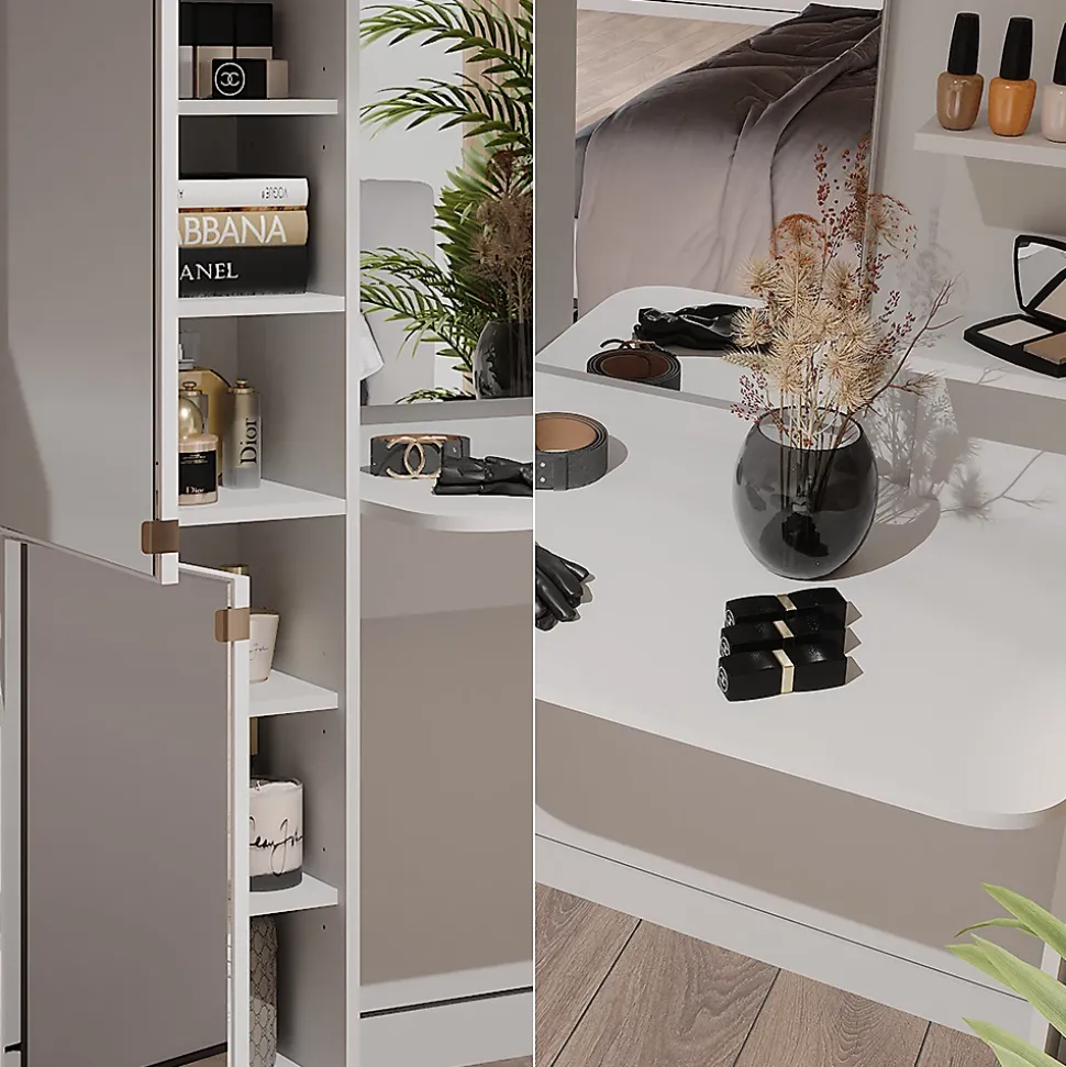 Vicco coiffeuse Blanc 122.9cm avec miroir