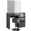 Vicco Coiffeuse Anthracite 40cm avec tabouret