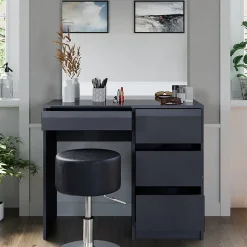 Vicco Coiffeuse Anthracite 40cm avec tabouret