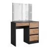 Vicco Coiffeuse Anthracite/chêne doré 90x75cm avec miroir & éclairage LED