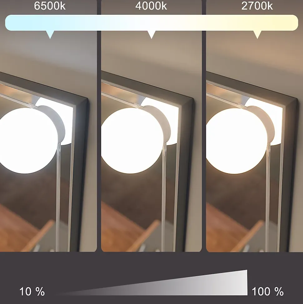Vicco Coiffeuse Anthracite/Artisan 110cm avec guirlande lumineuse LED