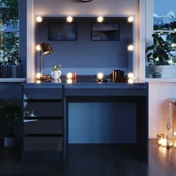 Vicco Coiffeuse Anthracite 55cm avec éclairage LED
