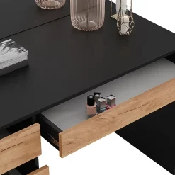 Vicco Coiffeuse Anthracite/chêne doré 120x75cm avec miroir