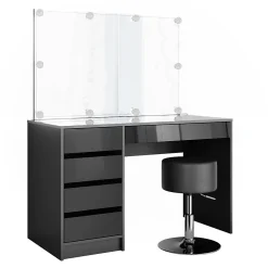 Vicco Coiffeuse Anthracite 55cm avec éclairage LED et tabouret