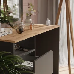 Vicco Coiffeuse Anthracite/Artisan 110cm avec tiroirs