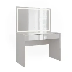 Vicco Coiffeuse blanc brillant/blanc 110cm avec miroir LED