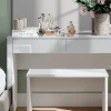Vicco Coiffeuse blanc brillant/blanc 110cm avec miroir et banc