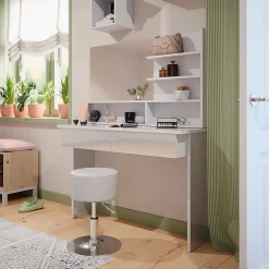 Vicco Coiffeuse Blanc 120cm avec tabouret