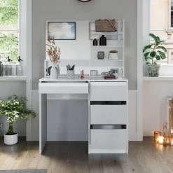 Vicco Coiffeuse Blanc 80cm avec miroir