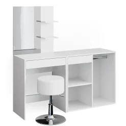 Vicco Coiffeuse Blanc 140cm avec tabouret