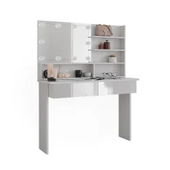 Vicco Coiffeuse Blanc 120cm avec éclairage LED