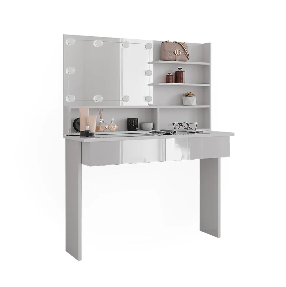 Vicco Coiffeuse Blanc 120cm avec éclairage LED