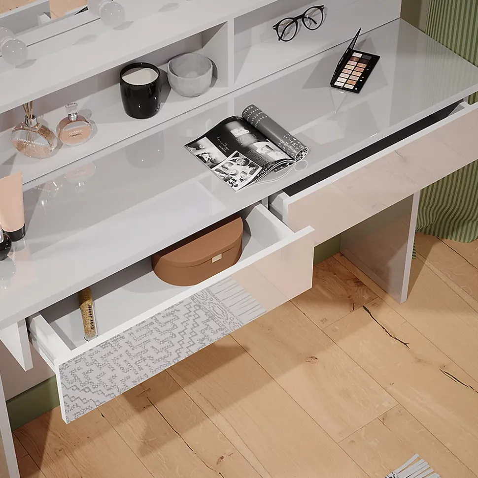 Vicco Coiffeuse Blanc 120cm avec éclairage LED