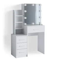 Vicco Coiffeuse Blanc 36cm avec éclairage LED