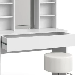 Vicco Coiffeuse Blanc 93cm avec tabouret