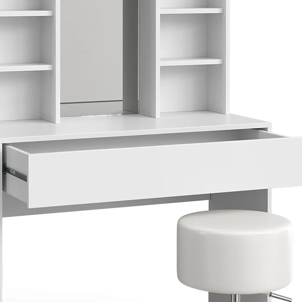 Vicco Coiffeuse Blanc 93cm avec tabouret