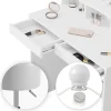 Vicco Coiffeuse Blanc 80cm avec éclairage LED et tabouret