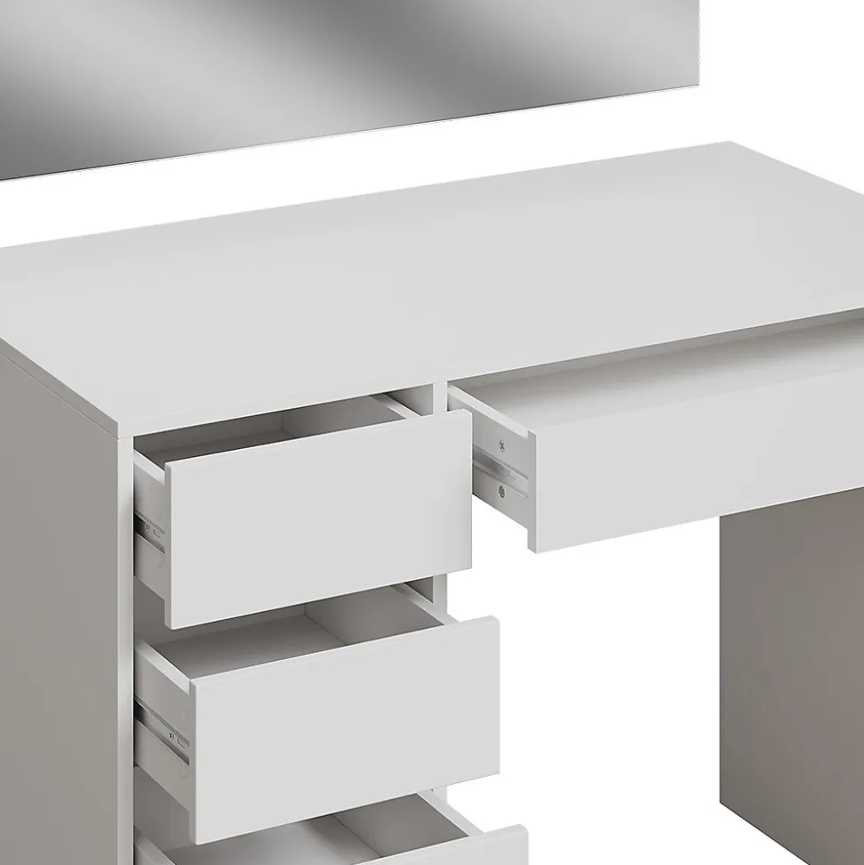 Vicco Coiffeuse Blanc 100cm avec 5 tiroirs