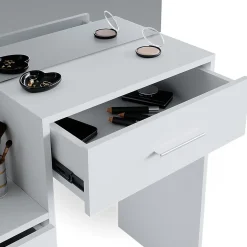 Vicco Coiffeuse Blanc 80cm avec tabouret