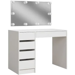 Vicco Coiffeuse Blanc 100cm avec éclairage LED