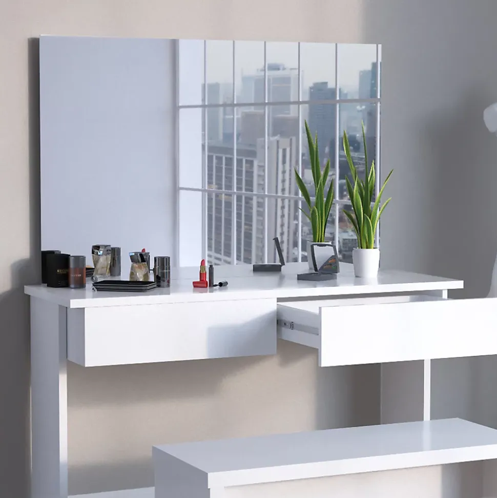 Vicco Coiffeuse Blanc 120cm avec banc