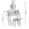 Vicco Coiffeuse Blanc 75cm avec tabouret