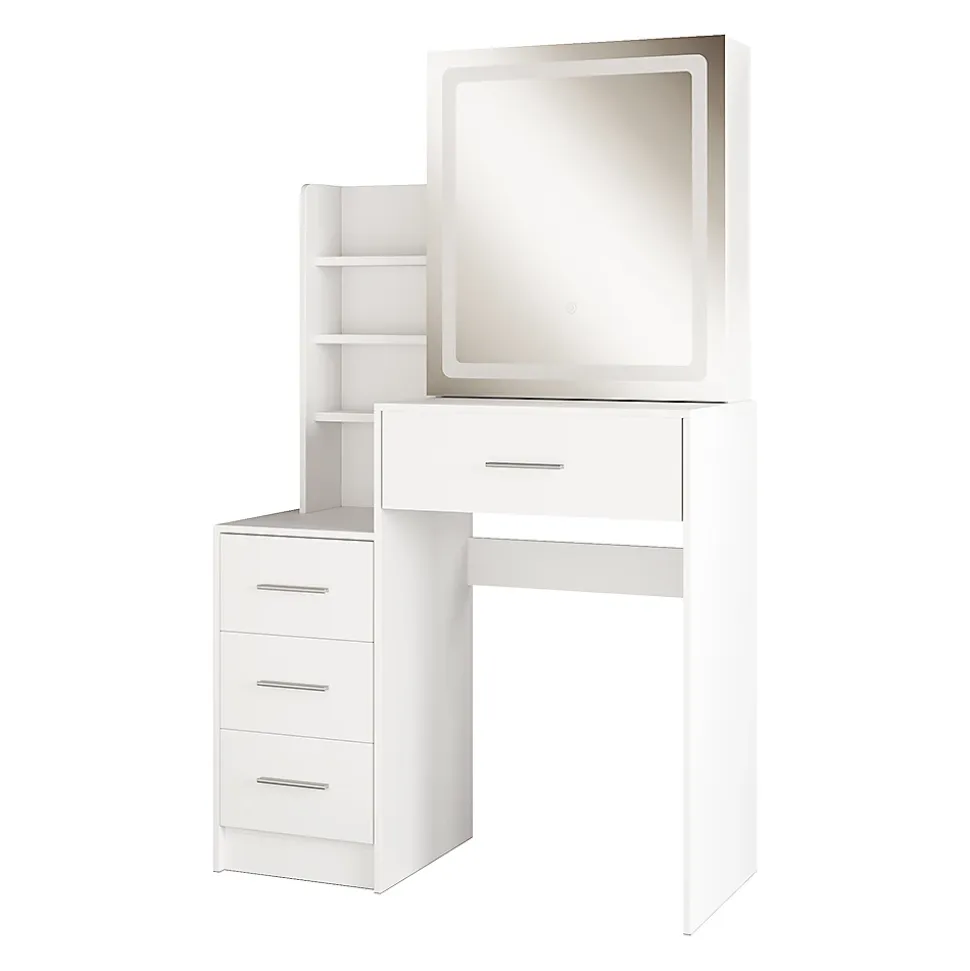 Vicco Coiffeuse Blanc 80cm avec miroir LED